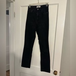 Reformation Cynthia High Rise Straight Jeans - Black Wash - Size 25